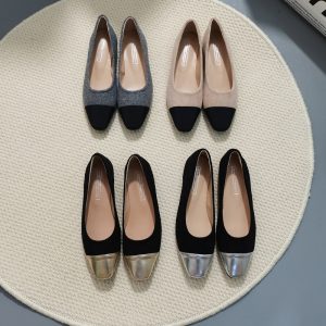 CSYCOCO Women's Two-Tone Flat Shoes - Low Heel Square Toe Slip-Ons