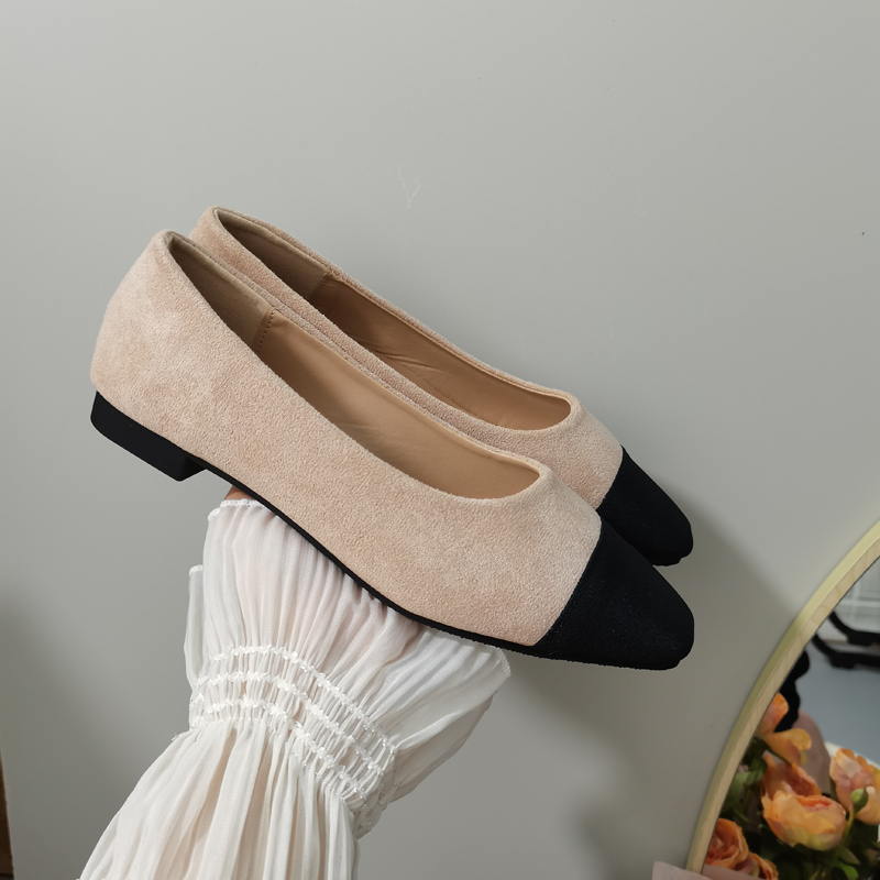 CSYCOCO Women's Two-Tone Flat Shoes - Low Heel Square Toe Slip-Ons - Image 4