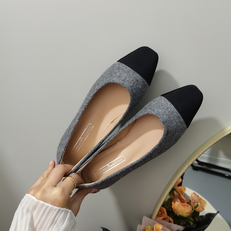 CSYCOCO Women's Two-Tone Flat Shoes - Low Heel Square Toe Slip-Ons - Image 5