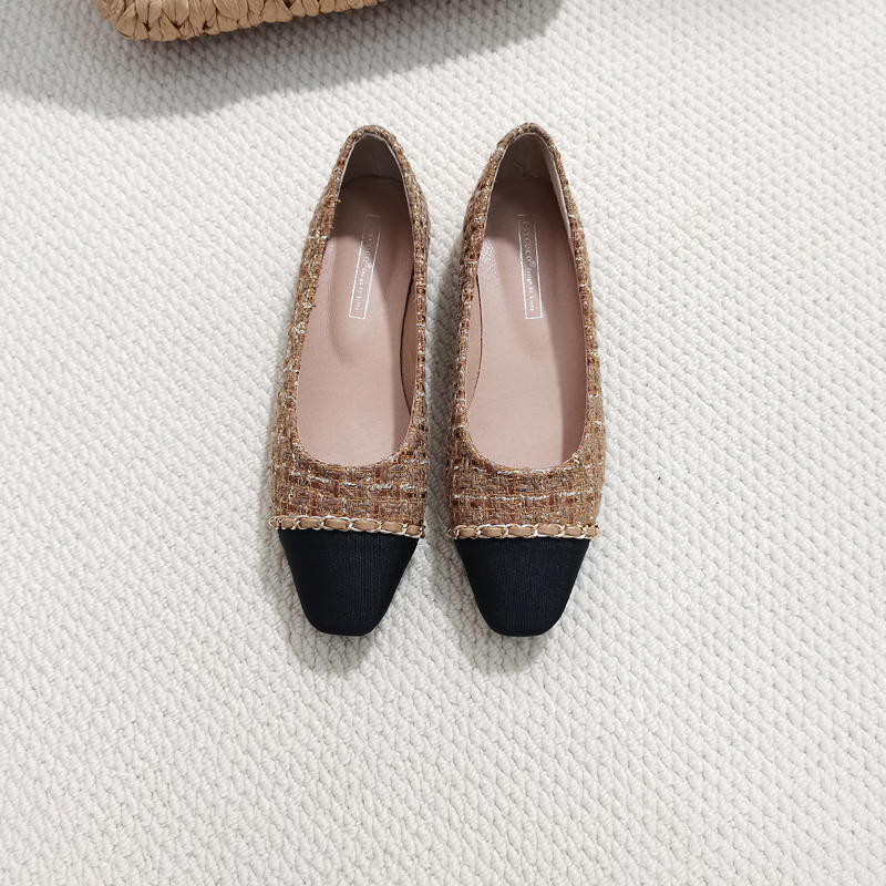 CSYCOCO Women's Two-Tone Low Heel Loafer Shoes 2024 Autumn - Image 2