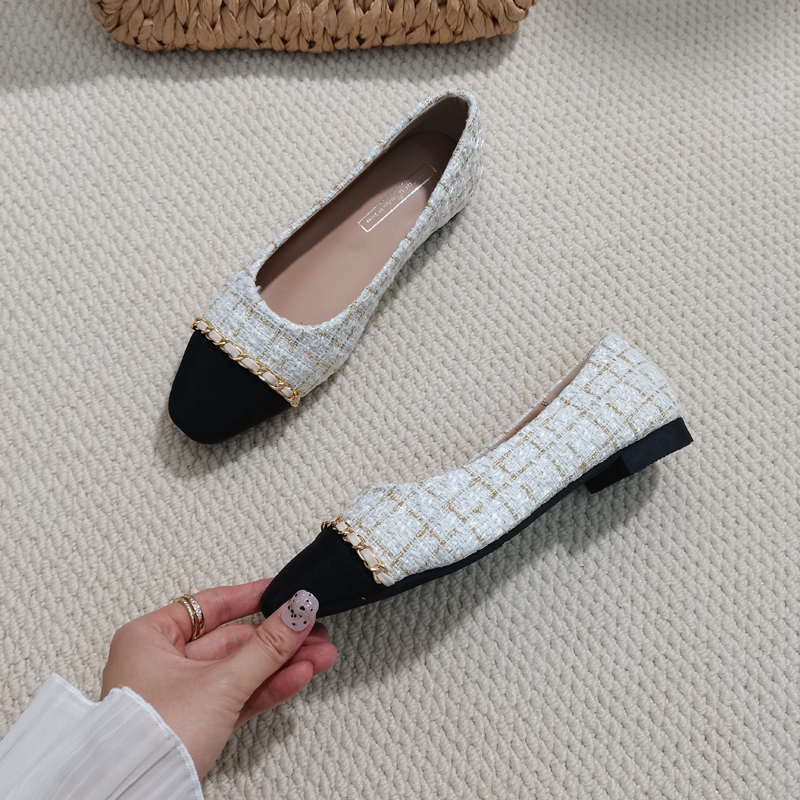 CSYCOCO Women's Two-Tone Low Heel Loafer Shoes 2024 Autumn - Image 3