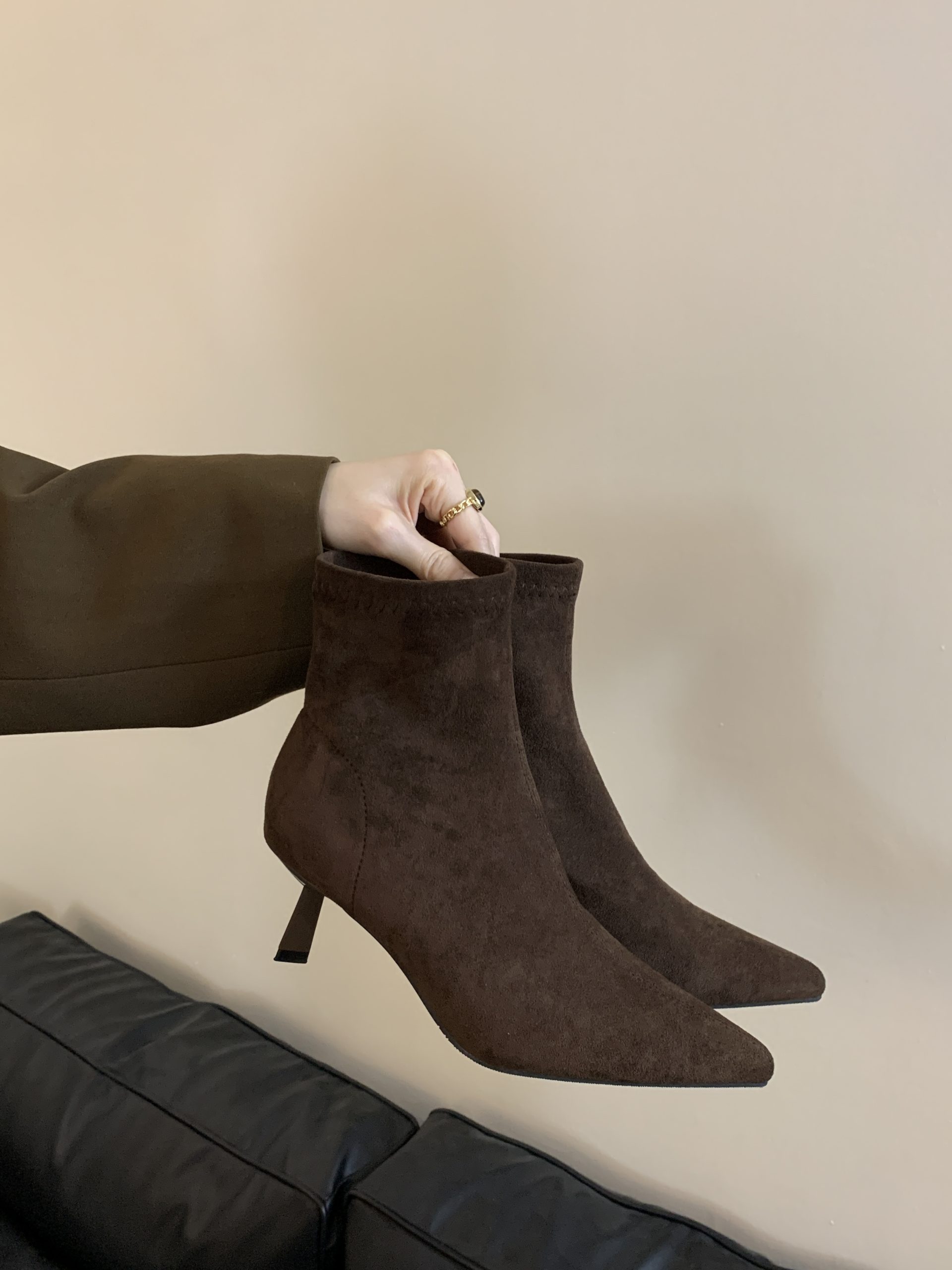 Pointed Toe High Heel Ankle Boots for Women 2025 Spring Autumn New Style Elegant Thin Heel Stretchy Sock Boots Slim Fit Boots - Image 2