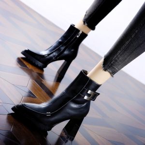Anti-Slip Pointed Toe Martin Boots 2025 Autumn Winter New High Heel Waterproof Platform Chunky Heel Short Boots for Women
