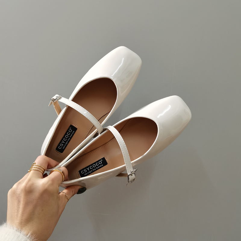 CSYCOCO Korean Style French Minimalist Flat Mary Jane One-Strap Shoes for Women - Image 2