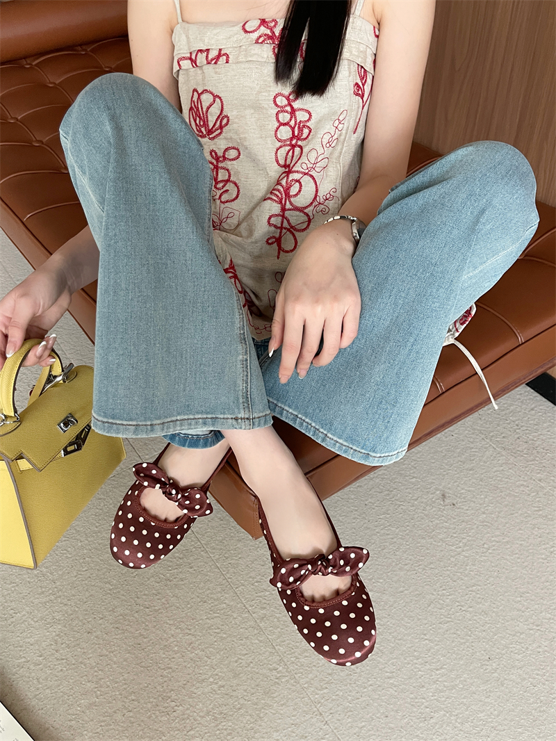 2026 New Flat Closed Toe Half Slipper Sandals Polka Dot Women Shoes - Image 2