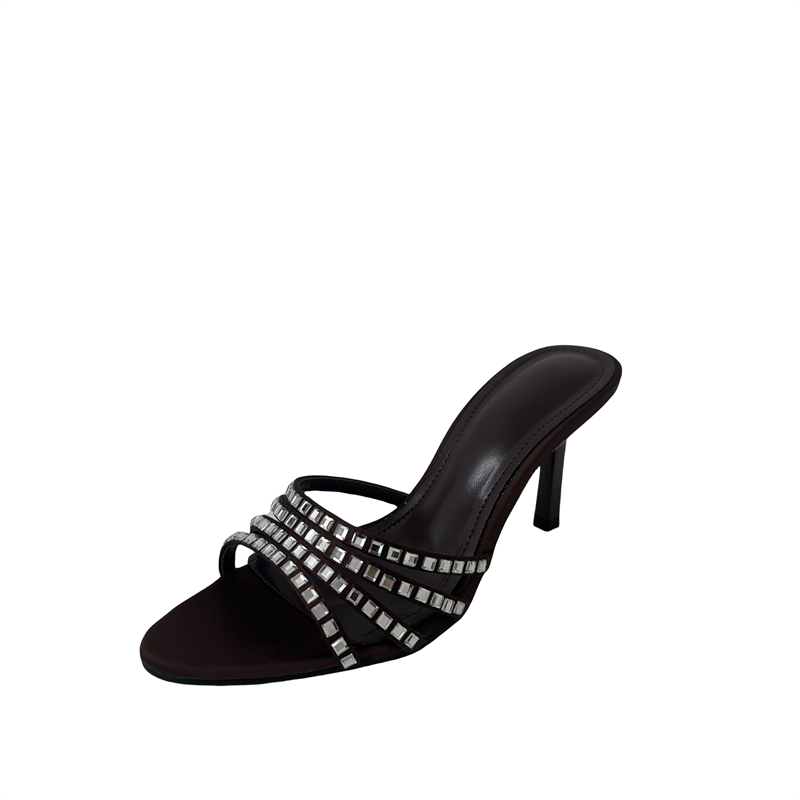 2026 New Open Toe High Heel Slip On Sandals Rhinestone Women Shoes - Image 5