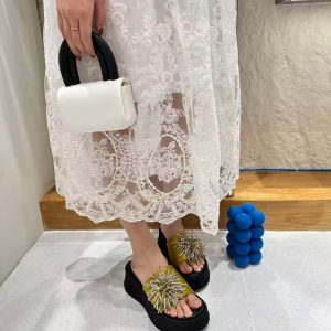 2026 New Women's Platform Slippers Summer Outdoor Korean Style Rhinestone Thick Sole