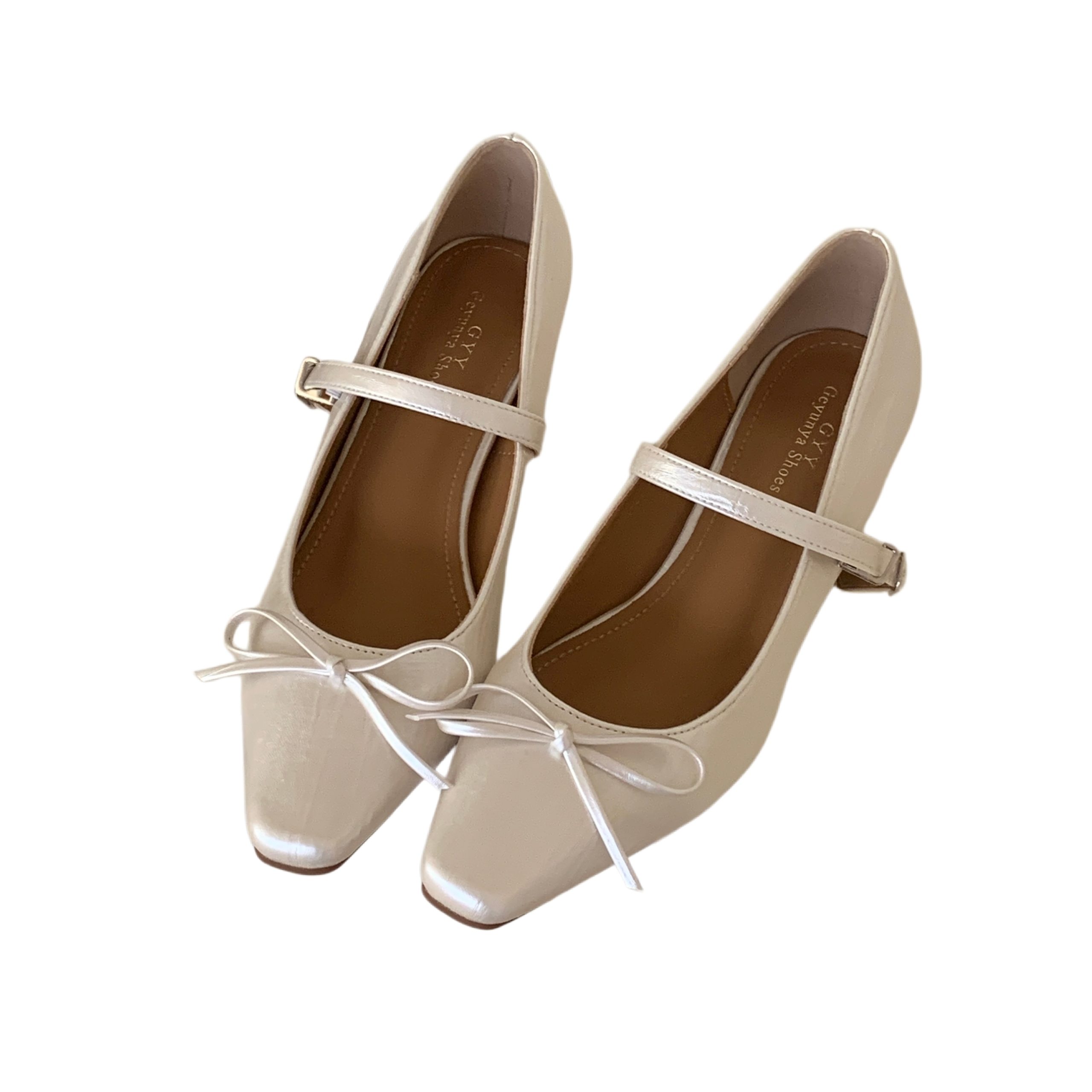 2026 New Square Toe Chunky Heel Mary Jane Shoes with Bow One-Strap Low Heel Women's Shoes 35-40 - Image 5